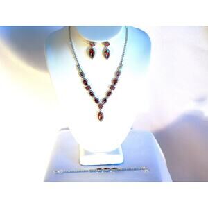 Purple mulberry AB rhinestone necklace, wedding MOB prom formal party necklace